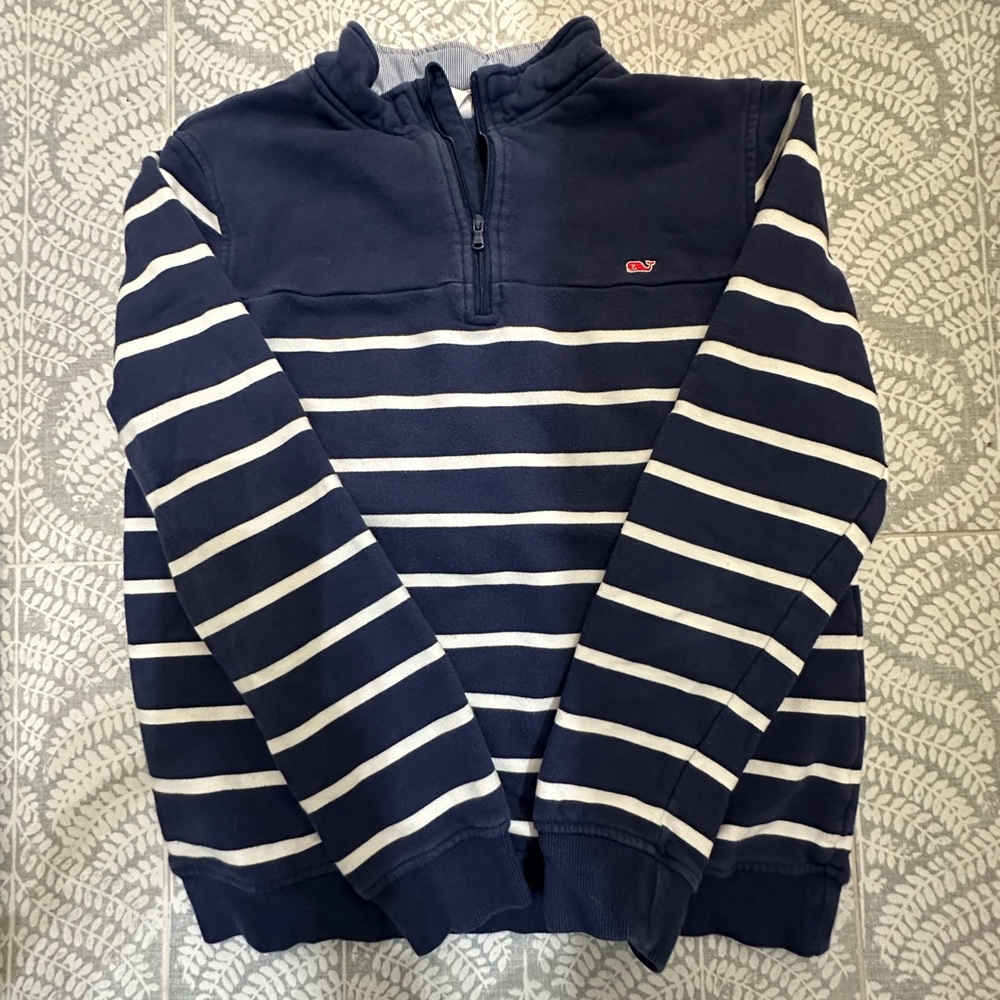 Navy Striped Quarter-Zip Pullover